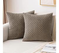 MIULEE Corduroy Cushion Covers Decorative Soft Throw Pillow Cover Square Pillowcase for Sofa Livingroom Chair Bedroom with Invisible Zipper 16x16 Inch 40x40 cm Pack of 2 Brown
