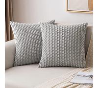 MIULEE Corduroy Cushion Covers Decorative Soft Throw Pillow Cover Square Pillowcase for Sofa Livingroom Chair Bedroom with Invisible Zipper 20x20 Inch 50x50 cm Pack of 2 Light Grey