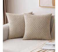 MIULEE Corduroy Cushion Covers Decorative Soft Throw Pillow Cover Square Pillowcase for Sofa Livingroom Chair Bedroom with Invisible Zipper 18x18 Inch 45x45 cm Pack of 2 Light Brown