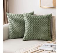 MIULEE Corduroy Cushion Covers Decorative Soft Throw Pillow Cover Square Pillowcase for Sofa Livingroom Chair Bedroom with Invisible Zipper 20x20 Inch 50x50 cm Pack of 2 Grass Green