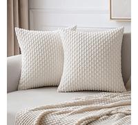 MIULEE Corduroy Cushion Covers Decorative Soft Throw Pillow Cover Square Pillowcase for Sofa Livingroom Chair Bedroom with Invisible Zipper 16x16 Inch 40x40 cm Pack of 2 White