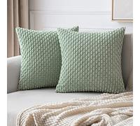MIULEE Corduroy Cushion Covers Decorative Soft Throw Pillow Cover Square Pillowcase for Sofa Livingroom Chair Bedroom with Invisible Zipper 20x20 Inch 50x50 cm Pack of 2 Grey Green