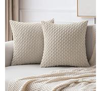 MIULEE Corduroy Cushion Covers Decorative Soft Throw Pillow Cover Square Pillowcase for Sofa Livingroom Chair Bedroom with Invisible Zipper 18x18 Inch 45x45 cm Pack of 2 Sand