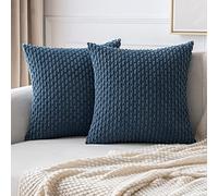 MIULEE Corduroy Cushion Covers Decorative Soft Throw Pillow Cover Square Pillowcase for Sofa Livingroom Chair Bedroom with Invisible Zipper 18x18 Inch 45x45 cm Pack of 2 Blue