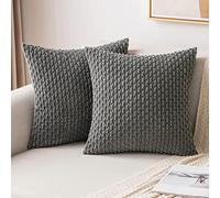 MIULEE Corduroy Cushion Covers Decorative Soft Throw Pillow Cover Square Pillowcase for Sofa Livingroom Chair Bedroom with Invisible Zipper 20x20 Inch 50x50 cm Pack of 2 Dark Grey