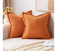 MIULEE Corduroy Cushion Covers Pack of 2 Decorative Modern Patchwork Throw Pillow Covers Soft Pillowcase Cushions for Home Spring decor Sofa Couch with Invisible Zipper 20x20 Inch Orange