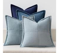 MIULEE Corduroy Cushion Covers Pack of 4 Decorative Modern Patchwork Throw Pillow Covers Soft Pillowcase Cushions for Home Spring decor Sofa Couch with Invisible Zipper 18X18 Inch Grey Series