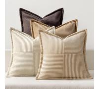 MIULEE Corduroy Cushion Covers Pack of 4 Decorative Modern Patchwork Throw Pillow Covers Soft Pillowcase Cushions for Home Spring decor Sofa Couch with Invisible Zipper 18X18 Inch Coffee Series