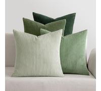 MIULEE Corduroy Cushion Covers Soft Decorative Square Throw Pillow Covers Cushion Soft Pillowcase Striped Pack of four for Home decor Sofa 40cm x 40cm,16x16 Inches Forest Green Series