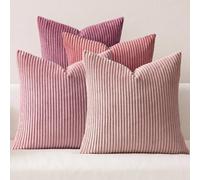 MIULEE Corduroy Cushion Covers Soft Decorative Square Throw Pillow Covers for Spring Cushion Soft Pillowcase Striped Corduroy Cushion Covers Pack of four for Home decor Sofa 20x20 Inch Deep Pink