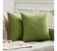 MIULEE Cross Shape Faux Linen Square Throw Pillow Case Cushion Cover Home for Sofa Chair Couch/Bedroom Decorative Pillowcase 50x50cm Set of 2 Green