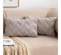 MIULEE Cushion Cover Wool Faux Fur Throw Pillow Case Wavy Fluffy Decorative Elegant Soft With Plush Home Decoration Cushions for Sofa Bed Living Room Protector 30 x 50cm 12 x 20 Inch Sand