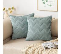 MIULEE Cushion Cover Wool Faux Fur Throw Pillow Case Wavy Fluffy Decorative Elegant Soft With Plush Home Decoration Cushions for Sofa Bed Living Room Protector 45x45cm 18x18 Inch Light Blue 2 Pieces