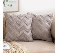 MIULEE Cushion Cover Wool Faux Fur Throw Pillow Case Wavy Fluffy Decorative Elegant Soft With Plush Home Decoration Cushions for Sofa Bed Living Room Protector 40 x 40cm 16 x 16 Inch Sand