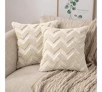 MIULEE Cushion Cover Wool Faux Fur Throw Pillow Case Wavy Fluffy Decorative Elegant With Plush Home Cushions for Sofa Bedroom Living Room Protector 50 x 50cm 20 x 20 Inch Beige, Pack of 2