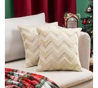 MIULEE Cushion Cover Wool Fur Throw Pillow Faux 40 x 40cm 16 x 16 Blue