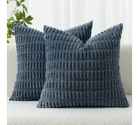 MIULEE Cushion Covers 40x40 cm Corduroy Blue Square Decorative Throw Pillow Covers 18x18 Inch Boho for Living Room Sofa Bedroom Pack of 2