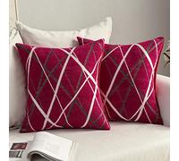 MIULEE Cushion Covers Cushions Throw Pillow Case Decorative Square Bright Line Design Pillowcovers for Couch Livingroom Sofa Bed Bedroom 50x50 CM 20x20 Inches 2 Pieces Red