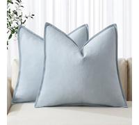 MIULEE Decorative Linen Pillow Covers 20x20 Inch Light Blue Boho Farmhouse Neutral Couch Throw Pillows for Bed Pack of 2 Accent Coastal Modern Pillowcase Summer Sofa Livingroom Home Decor