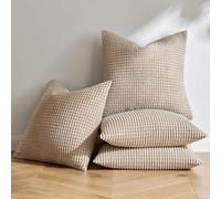 MIULEE Decorative Throw Pillow Covers 16x16 Inch, Sand Color Cushion Covers 16x16 Inch, Set of 4, Corduroy Cushion Covers for Sofa Couch Living Room Bedroom Office