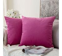 MIULEE Decorative Velvet Cushion Covers 45cm x 45cm/Square Throw Pillowcases for Sofa Bedroom with Invisible Zipper 18x18 Inch Rose Sets of 2