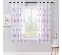 MIULEE Embroidery Sheer Curtains Flora Design Grommet Window Curtain Semi Voile Drapes Panels with Eyelets Window Treatments for Living Room Bedroom 2 Panels 55" W x 69" L Purple