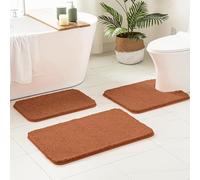 MIULEE Fall Burnt Orange Bathroom Rugs Sets 3 Piece Including U Shaped Toilet Rug - Soft Absorbent Bath Mats Set with Non Slip Rubber Backside, Machine Washable - 20"x30"+16"x24"+U 20"x20"