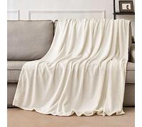 MIULEE Flannel Fleece Throw Blanket Queen Size Soft Fluffy Solid Color Comfortable Plush Warm and Cozy for Bed Sofa Bedroom Beige 87x95 Inch 220x240cm