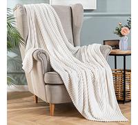 MIULEE Flannel Fleece Throw Blankets Soft Warm Comfortable Throws for Sofa Corduroy Fluffy Blanket Bed Throw for Bedroom Couch Travel Kids Bedroom Accessories 65x82Inch Beige