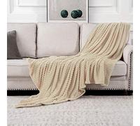 MIULEE Flannel Fleece Throw Blankets Soft Warm Comfortable Throws for Sofa Corduroy Fluffy Blanket Bed Throw for Bedroom Couch Travel Kids Bedroom Accessories 65x82Inch Cream