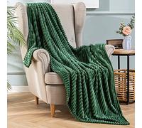MIULEE Flannel Fleece Throw Blankets Soft Warm Comfortable Throws for Sofa Corduroy Fluffy Blanket Bed Throw for Bedroom Couch Travel Kids Bedroom Accessories 65x82Inch Dark-green