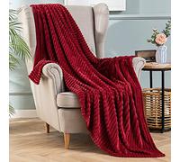 MIULEE Flannel Fleece Throw Blankets Soft Warm Comfortable Throws for Sofa Corduroy Fluffy Blanket Bed Throw for Bedroom Couch Travel Kids Bedroom Accessories 65x82Inch Wine-red