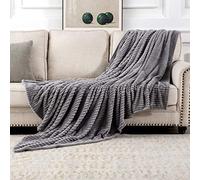 MIULEE Flannel Fleece Throw Blankets Soft Warm Comfortable Throws for Sofa Corduroy Fluffy Blanket Bed Throw for Bedroom Couch Travel Kids Bedroom Accessories 65x82Inch Grey