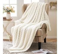 MIULEE Fleece Throw Blanket Flannel Soft Warm Comfortable Throws for Sofa Corduroy Fluffy Blanket Bed Throw for Bedroom Couch Travel Kids Bedroom Accessories 60 * 80Inch White