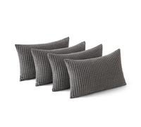 MIULEE Granulated Cushion Cover Soft Polyester Durable Modern Decorative Pillow Case for Sofa, Living Room, Home, Office, Bed, Bedroom, 30 x 50 cm, 4 Pieces, Dark Grey