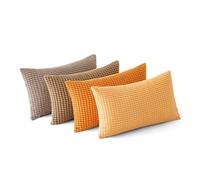 MIULEE Granulated Cushion Cover Soft Polyester Durable Modern Decorative Pillow Case for Sofa, Living Room, Home, Office, Bed, Bedroom, 30 x 50 cm, 4 Pieces, Orange