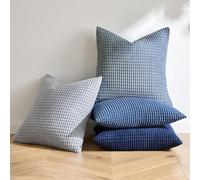 MIULEE Granule Decorative Throw Pillow Covers Modern Soft Heavy Duty Square Cushion Covers for Living Room Bedroom Home Chair 18x18 Inch 4 Series Dark Blue