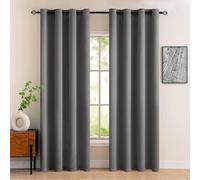 MIULEE Grey Blackout Curtains for Living Room 2 Panel Set, Premium Eyelet Curtains for Bedroom, Thermal Insulated Window Curtain Drapes, Black Out Curtain 90 Drop, Each Panel 46 x 90 Inches