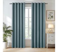 MIULEE Greyish Blue Blackout Curtains for Living Room 2 Panel Set, Premium Eyelet Curtains for Bedroom, Thermal Insulated Window Curtain Drapes, Black Out Curtain 90 Drop, Each Panel 66 x 90 Inches