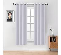MIULEE Greyishwhite Blackout Curtains for Living Room 2 Panel Set, Premium Eyelet Curtains for Bedroom, Thermal Insulated Window Curtain Drapes, Black Out Curtain 72 Drop, Each Panel 46 x 72 Inches