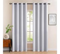 MIULEE Greyishwhite Blackout Curtains for Living Room 2 Panel Set, Premium Eyelet Curtains for Bedroom, Thermal Insulated Window Curtain Drapes, Black Out Curtain 90 Drop, Each Panel 46 x 90 Inches