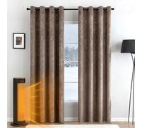 MIULEE Living Room Brown Velvet Curtains with Gold Foil, 2 Panel Set 110 Inch Drop Curtains, Bedroom Super Soft Thermal Insulated Eyelet Blackout Curtains for Study Room 55 x 110 Inch