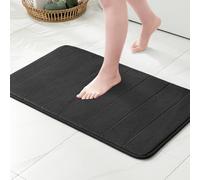 MIULEE Memory Foam Bath Mats Non Slip Bathroom Mat Bath Rug Shower Mat Coral Fleece Softness Highly Absorbent Washable Rug Bath Mats for Bathroom Kitchen Entrance 45x45 cm Black