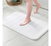 MIULEE Memory Foam Bath Mats Non Slip Bathroom Mat Bath Rug Shower Mat Coral Fleece Softness Highly Absorbent Washable Bathroom Rug Bath Mats for Bathroom Kitchen Entrance 40x60 cm White
