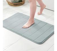 MIULEE Memory Foam Bath Mats Non Slip Bathroom Mat Bath Rug Shower Mat Coral Fleece Softness Highly Absorbent Washable Rug Bath Mats for Bathroom Kitchen Entrance 70x120 cm Light Gray