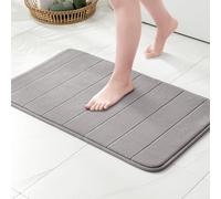 MIULEE Memory Foam Bath Mats Non Slip Bathroom Mat Bath Rug Shower Mat Coral Fleece Softness Highly Absorbent Washable Bathroom Rug Bath Mats for Bathroom Kitchen Entrance 40x60 cm Gray