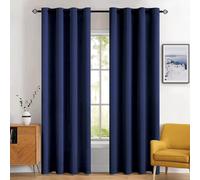 MIULEE Navy Blackout Curtains for Living Room 2 Panel Set, Premium Eyelet Curtains for Bedroom, Thermal Insulated Window Curtain Drapes, Black Out Curtain 90 Drop, Each Panel 46 x 90 Inches