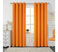 MIULEE Orange Blackout Curtains for Living Room 2 Panel Set, Premium Eyelet Curtains for Bedroom, Thermal Insulated Window Curtain Drapes, Black Out Curtain 90 Drop, Each Panel 46 x 90 Inches