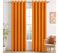 MIULEE Orange Blackout Curtains for Living Room 2 Panel Set, Premium Eyelet Curtains for Bedroom, Thermal Insulated Window Curtain Drapes, Black Out Curtain 90 Drop, Each Panel 66 x 90 Inches