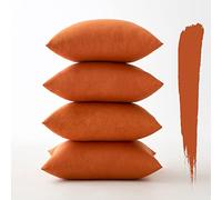 MIULEE Outdoor Cushion Covers Waterproof Faux Linen Throw Pillow Cover Square Decorative Pillowcase for Garden Sofa Livingroom Chair Bedroom Tent Park Patio 18x18 Inch Pack of 4 Orange